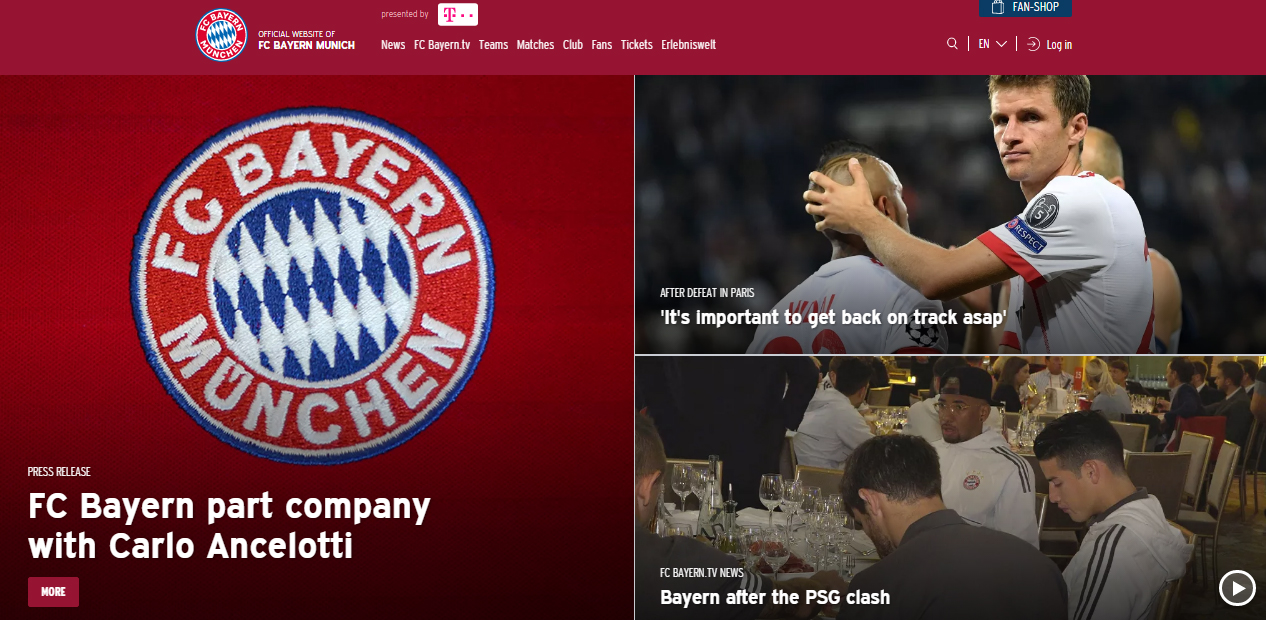Bayern thông báo chia tay HLV Ancelotti trên trang chủ Bayern thông báo chia tay HLV Ancelotti trên trang chủ