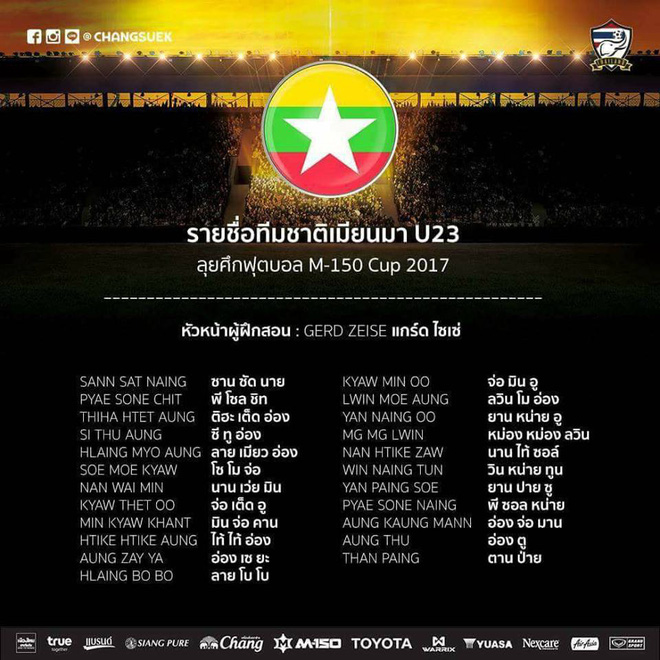 U23 Myanmar mang sang Thái Lan đội hình mạnh để đá giải M150 u23 myanmar, m150, u23 viet nam,