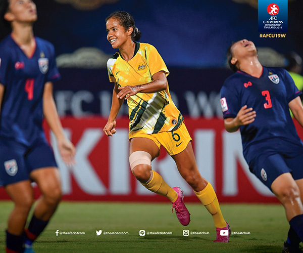 Mary Fowler là ngôi sao sáng nhất trong trận thắng của U19 nữ Australia trước U19 nữ Thái Lan. Ảnh: AFC kết quả U19 nữ Thái Lan vs U19 nữ Australia, VCK U19 nữ châu Á, U19 nữ Thái Lan bị loại
