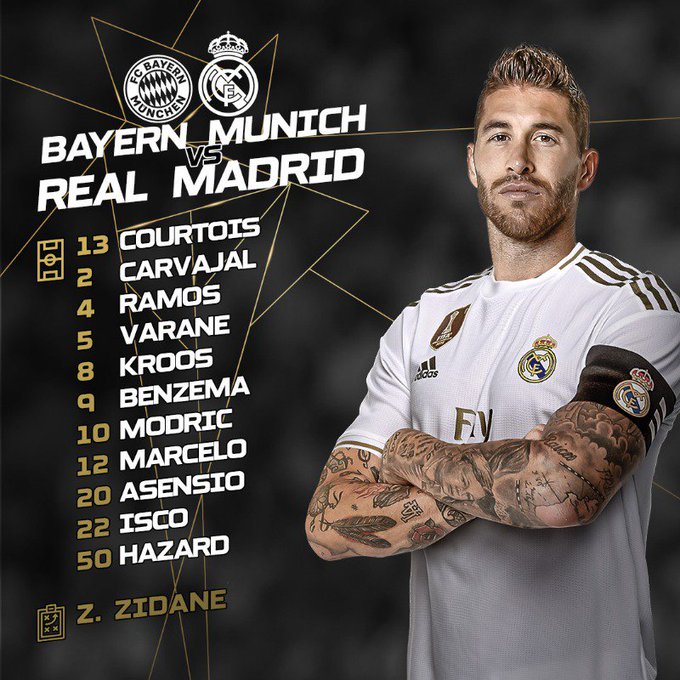 Hazard xuất phát rtong đội hình ra sân của Real Madrid Trực tiếp Bayern vs Real, Bayern vs Real Madrid, Bayern, Real Madrid, link xem Bayern vs Real Madrid, ICC 2019