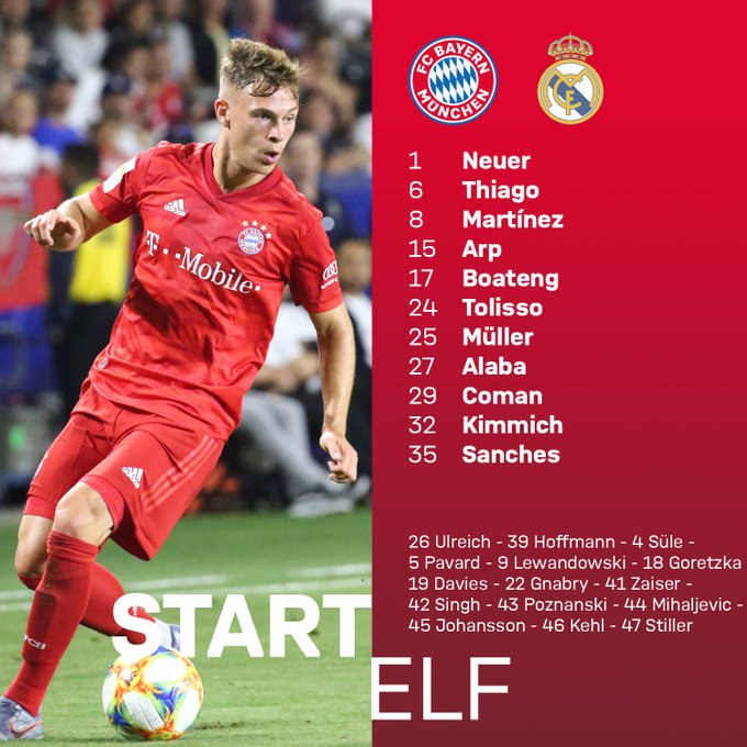 Bayern cũng sử dụng đội hình mạnh nhất của mình Trực tiếp Bayern vs Real, Bayern vs Real Madrid, Bayern, Real Madrid, link xem Bayern vs Real Madrid, ICC 2019