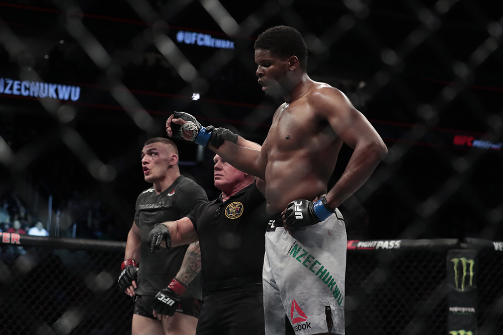 Nhưng tay đấm người Mỹ vẫn có chiến thắng nhờ tính điểm UFC, võ sĩ UFC, MMA, Võ sĩ UFC 3 lần bị đá vào chỗ hiểm, Nzechukwu, Darko Stosic, Nzechukwu vs Darko Stosic