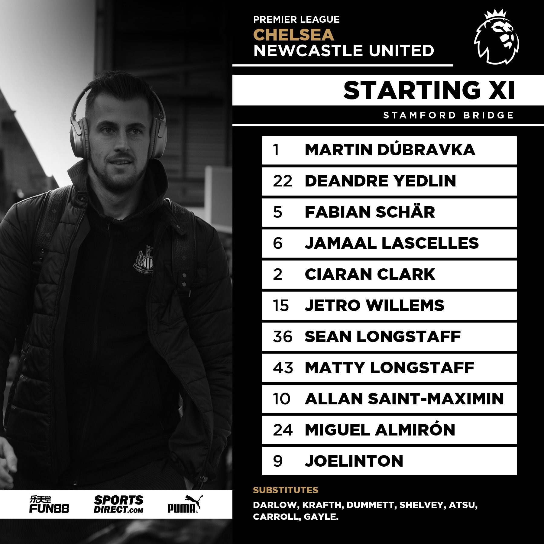 Đội hình xuất phát của Newcastle. Ảnh: Twitter Trực tiếp Chelsea vs Newcastle, Chelsea vs Newcastle, Trực tiếp Ngoại hạng Anh, Chelsea, Newcastle, Ngoại hạng Anh