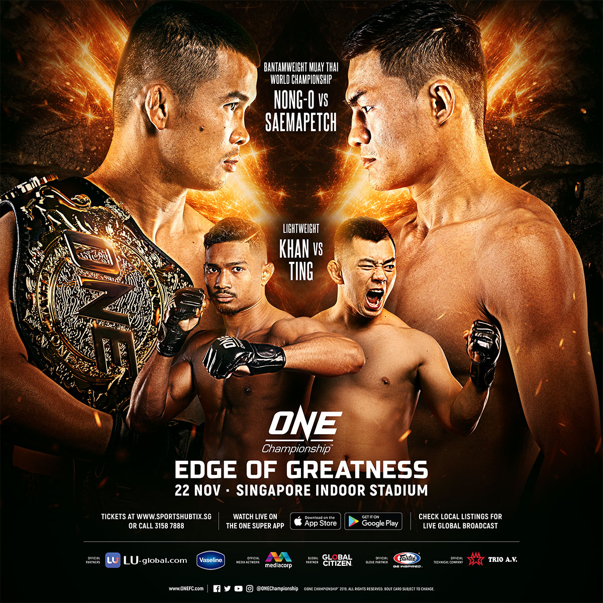 ONE: EDGE OF GREATNESS sẽ diễn ra vào ngày 22 tháng 11. Ảnh: Onefc ONE Championship, Nguyễn Trần Duy Nhất, Việt Nam, Độc cô cầu bại, Muay Thai