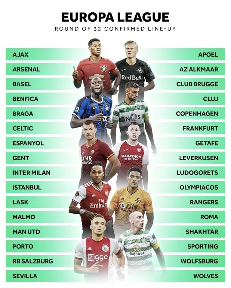 32 đại diện góp mặt ở vòng 1/16 Europa League. Ảnh: Skysport mu se gap ai