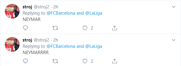 Fan Barca muốn Neymar trở lại. Ảnh: Twitter barca, cđv barca, bilbao 1-0 barca, barcelona vs bilbao, la liga, valvaerde, neymar, fan barca, nhm barca