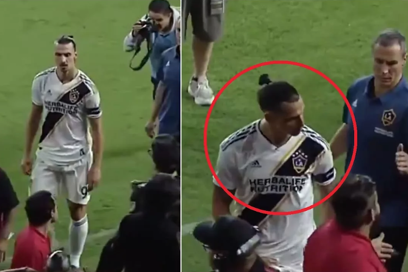 Ibra hành động phản cảm với fan đối thủ. Ảnh chụp màn hình Zlatan Ibrahimovic, Ibra tuyên bố ngạo mạn, Ibra tục tĩu, MLS, LA Galaxy