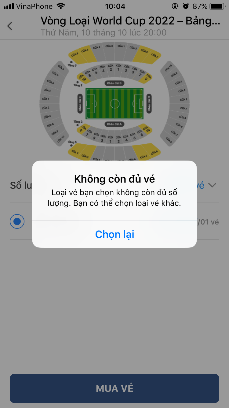 Vé được bán hết chỉ trong vòng 3 phút Vé vòng loại World Cup, Vé Việt Nam và Malaysia, VinID, VFF