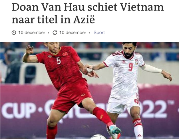 Truyền thông Hà Lan hết lời ca ngợi Văn Hậu. van hau sea games 30