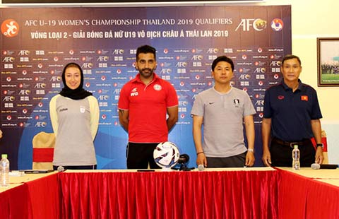 Họp báo trước khi khai mạc vòng loại U19 nữ châu Á vòng loại U19 nữ châu Á 2019, đội tuyển u19 nữ việt nam, u19 nữ, u19 việt nam vs u19 iran