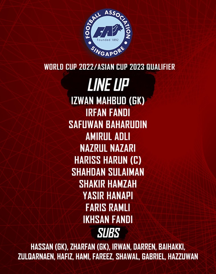 Đội hình ra sân Singapore Trực tiếp Singapore vs Palestine, trực tiếp palestine vs singapore, singapore vs palestine, trực tiếp singapore hôm nay