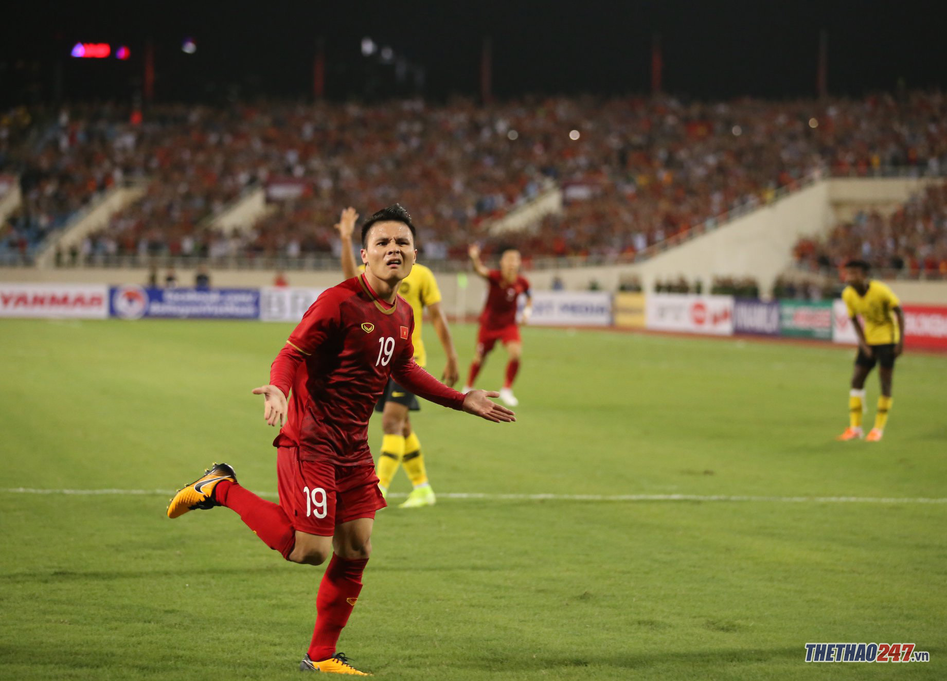 Bàn thắng của Quang Hải mang đẳng cấp quốc tế. Ảnh: Kiên Lê việt nam vs malaysia, vòng loại world cup 2022, hlv park hang seo, blv quang tùng, bảng g vòng loại world cup 2022