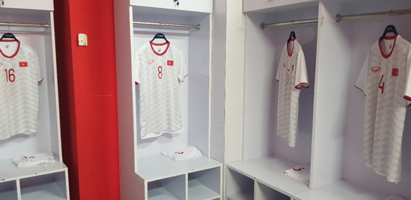 Phòng thay đồ của đội tuyển Việt Nam. Ảnh: VFF Trực tiếp Việt Nam vs Indonesia, indonesia vs việt nam, trực tiếp vòng loại world cup