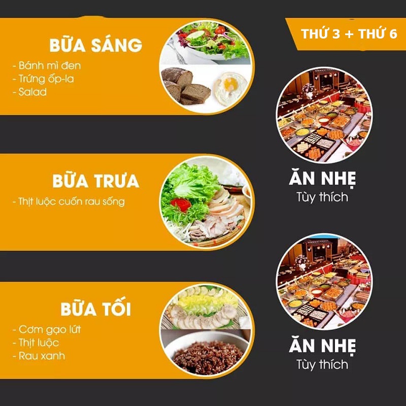 Thực đơn cho thứ 3 và thứ 6 thực đơn giảm cân trong 7 ngày