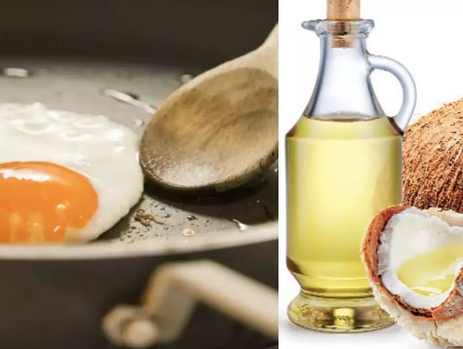 Dùng dầu dừa để nấu trứng cach nau trung de giam can