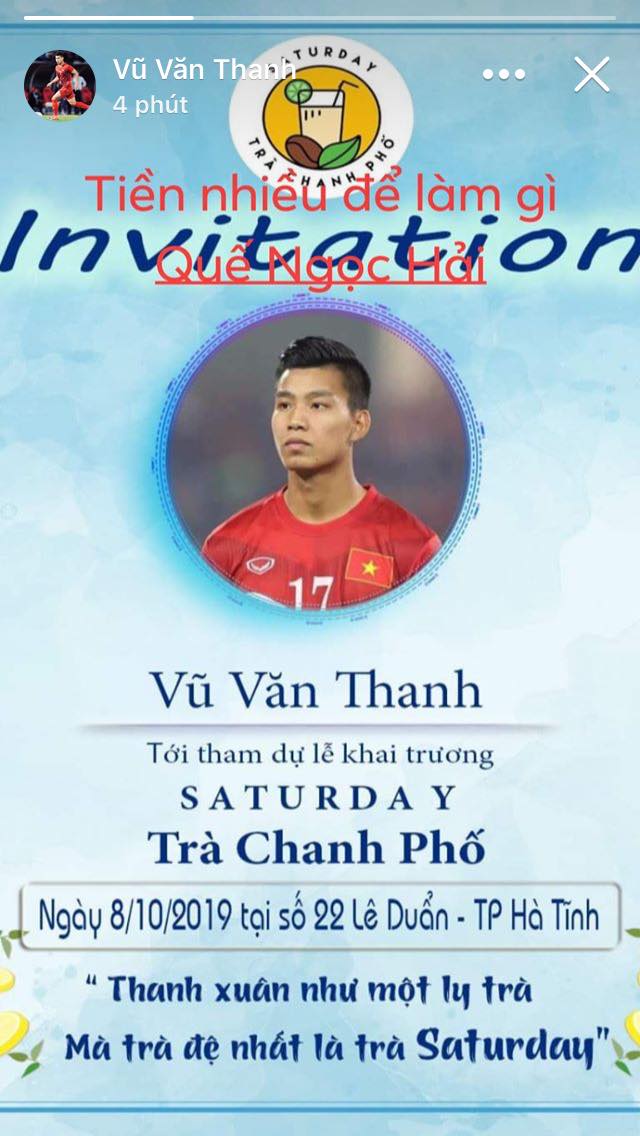 Văn Thanh chia sẻ hình ảnh vé mời của mình van thanh