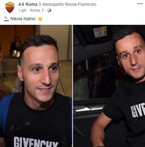 Kalinic đã có mặt tại Roma - Ảnh: Facebook trực tiếp chuyển nhượng, ngày cuối chuyển nhượng, chuyển nhượng hè 2019, tin chuyển nhượng, cập nhật chuyển nhượng hè