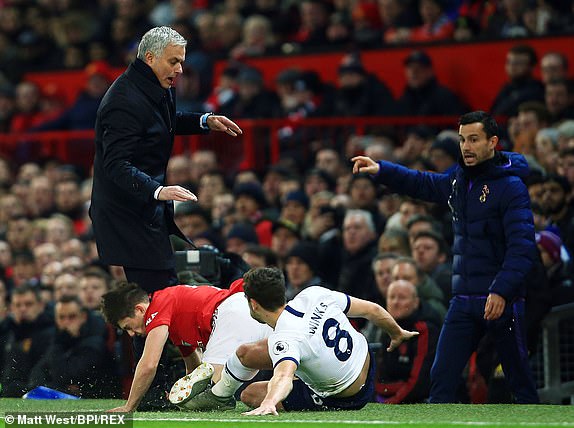 Mourinho lĩnh trọn cú lao người của Daniel James - Ảnh: Dailymail Kết quả MU vs Tottenham, kết quả Ngoại hạng Anh, MU 2-1 Tottenham, Mourinho