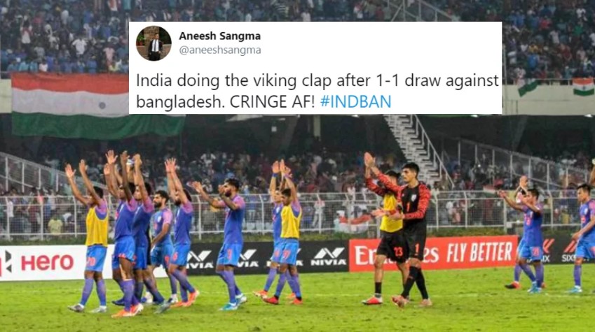 Ấn Độ bị chỉ trích vì ăn mừng trận hòa trước Bangladesh. Ảnh: Chụp màn hình ấn độ, ấn độ vs bangladesh, kết quả vòng loại world cup 2022, vòng loại world cup 2022, vl world cup 2022