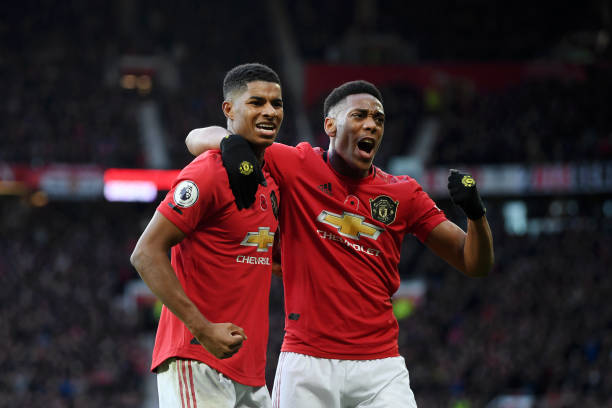 Martial và Rashford đã có một trận đấu bùng nổ. Ảnh: Getty Images MU vs Brighton, chấm điểm MU 3-1 Brighton, chấm điểm MU vs Brighton, kết quả MU vs Brighton, kết quả Ngoại hạng Anh