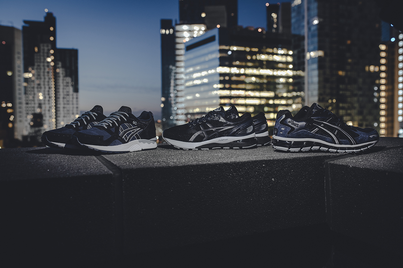 Bộ ba giày thẻ thao GEL-LYTE V, GEL-KAYANO 5 360, và GEL-NIMBUS 21