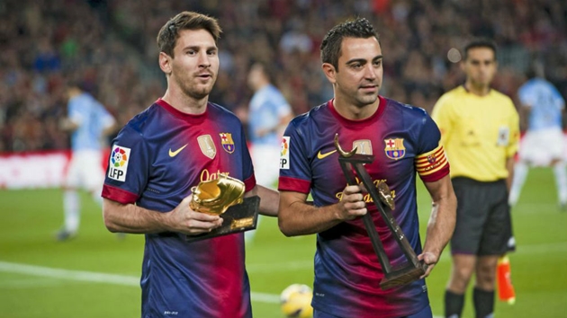 Messi và Xavi. Ảnh: Getty Barca, Barcelona, tin Barca, tin Barcelona, tin La Liga, La Liga, Messi, Leo Messi, Lionel Messi, xavi, asian cup