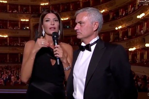 Gương mặt của Mourinho khi nhận được câu hỏi kỳ quặc. Ảnh: Sky Sports mourinho, fifa the best, lễ trao giải fifa, đội hình xuất sắc nhất năm, jose mourinho, giải the best