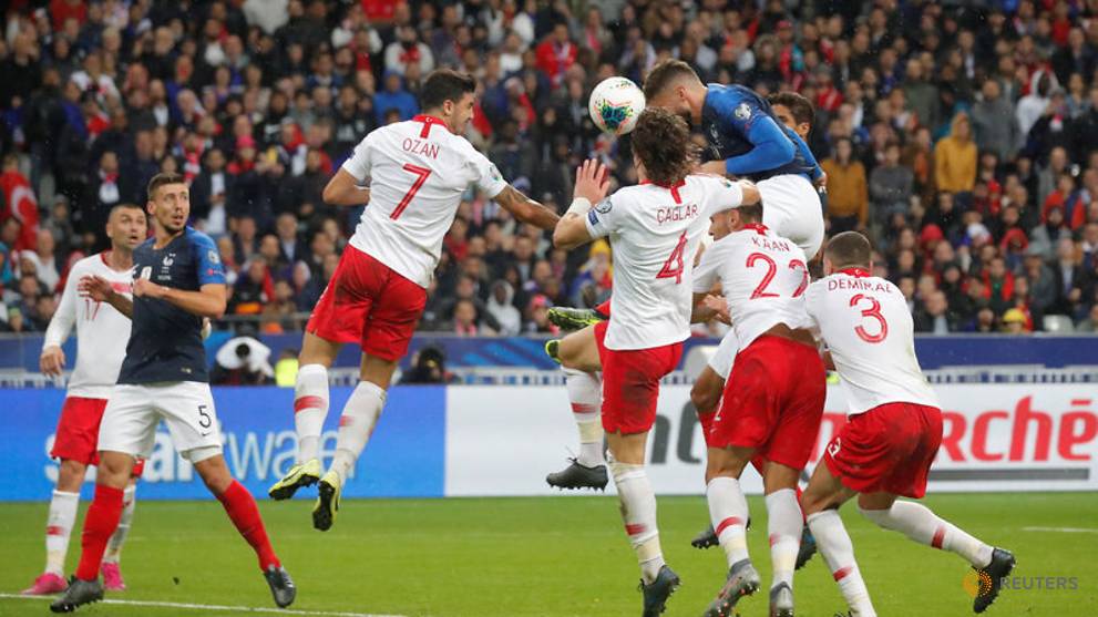 Giroud mở tỷ số. Ảnh: Getty Kết quả Pháp vs Thổ Nhĩ Kỳ, Pháp vs Thổ Nhĩ Kỳ, Pháp, Thổ Nhĩ Kỳ, Vòng loại EURO 2020