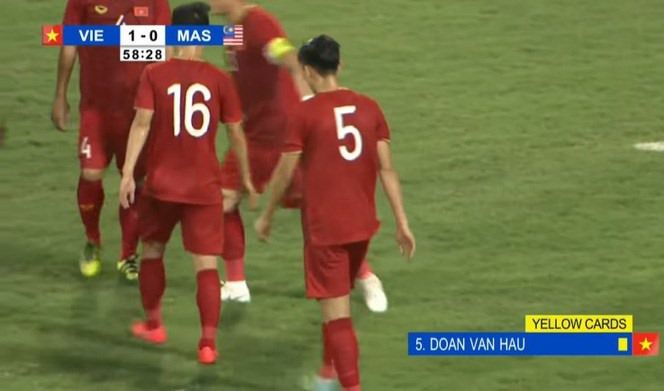 Thực tế, người nhận thẻ vàng là Đoàn Văn Hậu Quang Hải, Văn Hậu, Việt Nam 1-0 Malaysia, Vòng loại WC 2022, Park Hang Seo, Việt Nam vs Thái Lan