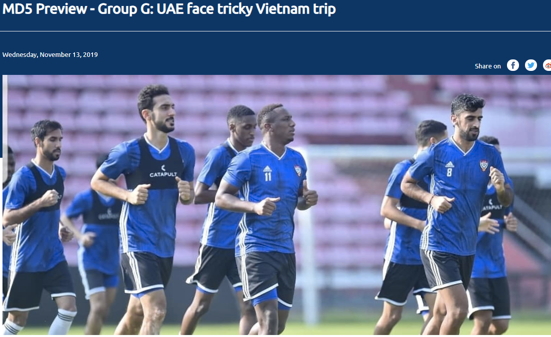 AFC cho rằng UAE sẽ gặp khó khi làm khách trước ĐT Việt Nam Việt Nam vs UAE, AFC, vòng loại World Cup 2022, ĐT Việt Nam